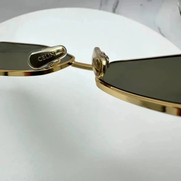 Celine Triomphe Gold Metal Hexagon Sunglasses 54mm Authentic CL40254U 30N - Picture 10 of 16